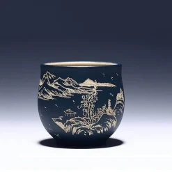 Handgemachte chinesische Porzellan-Teetasse - Landschaftsmuster