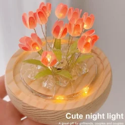 Handgemachte glänzende Tulpen-Nachtlampe - Dekoratives Tischlicht