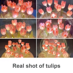 Handgemachte glänzende Tulpen-Nachtlampe - Dekoratives Tischlicht