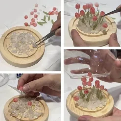 Handgemachte glänzende Tulpen-Nachtlampe - Dekoratives Tischlicht