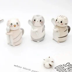 Handgemachte Katzen-Kaffeetasse mit Löffel - Süße Keramiktasse