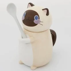 Handgemachte Katzen-Kaffeetasse mit Löffel - Süße Keramiktasse