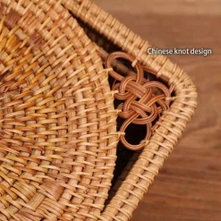 Handgewebte Aufbewahrungsbox aus Rattan mit Deckel – Dekorativer Küchen-Organizer