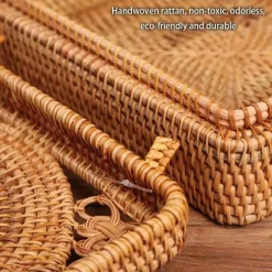 Handgewebte Aufbewahrungsbox aus Rattan mit Deckel – Dekorativer Küchen-Organizer