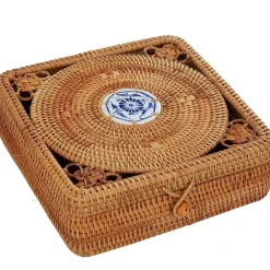 Handgewebte Aufbewahrungsbox aus Rattan mit Deckel – Dekorativer Küchen-Organizer