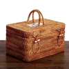 Handgewebte Aufbewahrungsbox aus Rattan – Tee- und Lebensmittelbehälter mit Griff