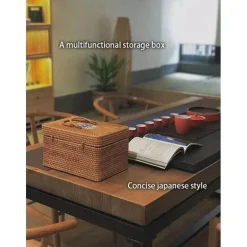 Handgewebte Aufbewahrungsbox aus Rattan – Tee- und Lebensmittelbehälter mit Griff