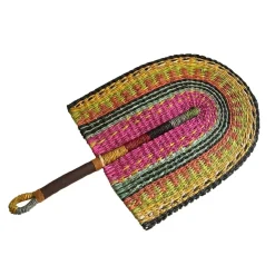 Handgewebte Binsenfächer-Wandkunst – Dekorativer Wohnakzent