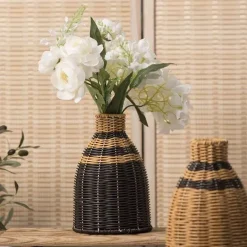 Handgewebte Rattanvase - Boho Home Decor Accessoire