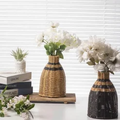 Handgewebte Rattanvase - Boho Home Decor Accessoire