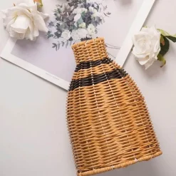 Handgewebte Rattanvase - Boho Home Decor Accessoire