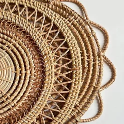 Handgewebtes rundes Rattan-Dekor-Set – Natürliche Heimdekoration