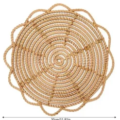 Handgewebtes rundes Rattan-Dekor-Set – Natürliche Heimdekoration