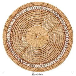 Handgewebtes rundes Rattan-Dekor-Set – Natürliche Heimdekoration