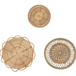Handgewebtes rundes Rattan-Dekor-Set – Natürliche Heimdekoration
