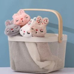 Handtuch aus Korallensamt mit Cartoon-Kaninchen – schnelltrocknendes Reinigungstuch für Küche und Bad