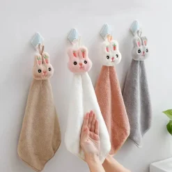 Handtuch mit Cartoon-Kaninchen – weiches, schnell trocknendes und saugfähiges Frottee-Handtuch aus Korallenvlies