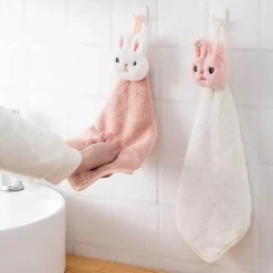 Handtuch mit Cartoon-Kaninchen – weiches, schnell trocknendes und saugfähiges Frottee-Handtuch aus Korallenvlies
