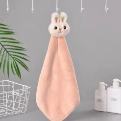 Handtuch mit Cartoon-Kaninchen – weiches, schnell trocknendes und saugfähiges Frottee-Handtuch aus Korallenvlies