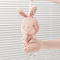 Handtuch mit Cartoon-Kaninchen – dicker, saugfähiger Korallensamt für Badezimmer und Küche