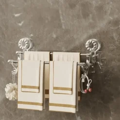 Handtuchhalter mit Saugnapf – Badezimmer-Organizer mit Doppelstange