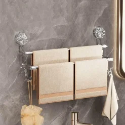 Handtuchhalter mit Saugnapf – Badezimmer-Organizer mit Doppelstange