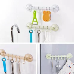 Handtuchhalter mit verstellbarem Haken und doppelter Saugnapfhalterung