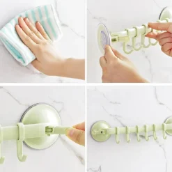 Handtuchhalter mit verstellbarem Haken und doppelter Saugnapfhalterung