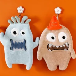 Handtuchset mit Cartoon-Tiermotiv – Korallensamt, 4 Farben