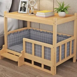 Haustierbett aus Holz – Abnehmbares Tischbett für pelzige Freunde