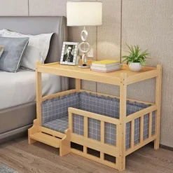 Haustierbett aus Holz – Abnehmbares Tischbett für pelzige Freunde