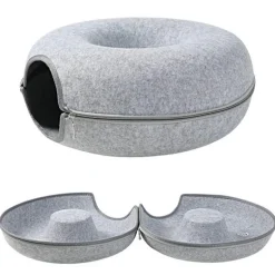 Haustierhöhlenbett aus natürlichem Filz – gemütliches Donut-Katzen- und Hundebett