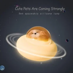 Haustier-Raumschiff-Nachtlicht – Niedliche Silikonlampe für Haustiere