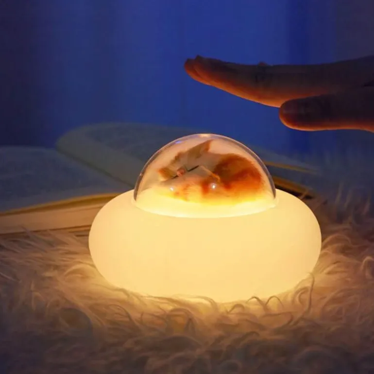 Haustier-Raumschiff-Nachtlicht – Niedliche Silikonlampe für Haustiere