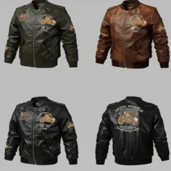 Herren-Bikerjacke aus Kunstleder – klassischer Motorrad-Stil