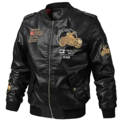 Herren-Bikerjacke aus Kunstleder – klassischer Motorrad-Stil