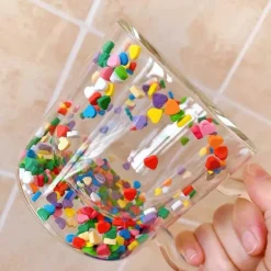 Herzförmiger Treibsandglasbecher - Doppelschichtiges Trinkgeschirr