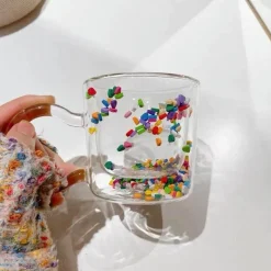 Herzförmiger Treibsandglasbecher - Doppelschichtiges Trinkgeschirr