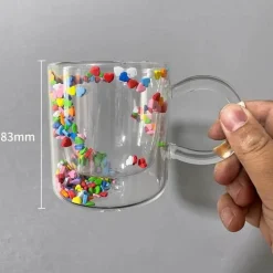 Herzförmiger Treibsandglasbecher - Doppelschichtiges Trinkgeschirr