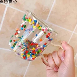 Herzförmiger Treibsandglasbecher - Doppelschichtiges Trinkgeschirr