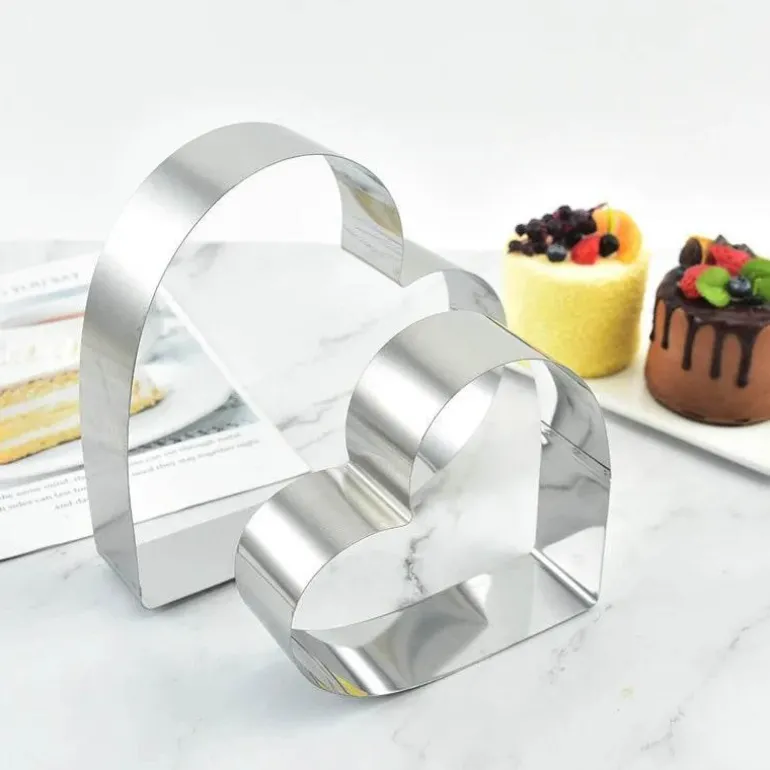 Herzförmiges Mousse-Form-Set – Backwerkzeug aus Edelstahl für Kuchen und Desserts