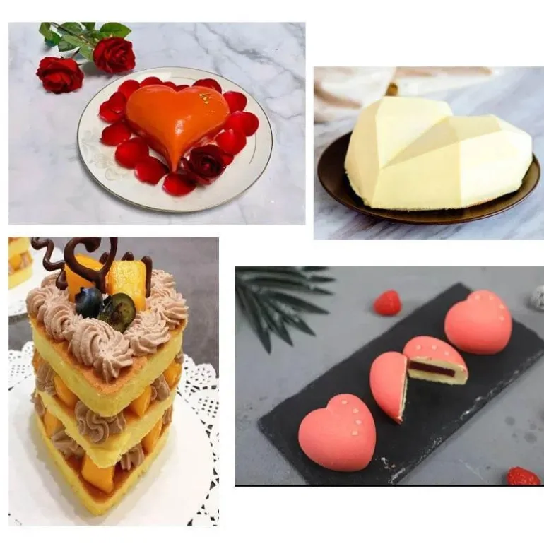 Herzförmiges Mousse-Form-Set – Backwerkzeug aus Edelstahl für Kuchen und Desserts
