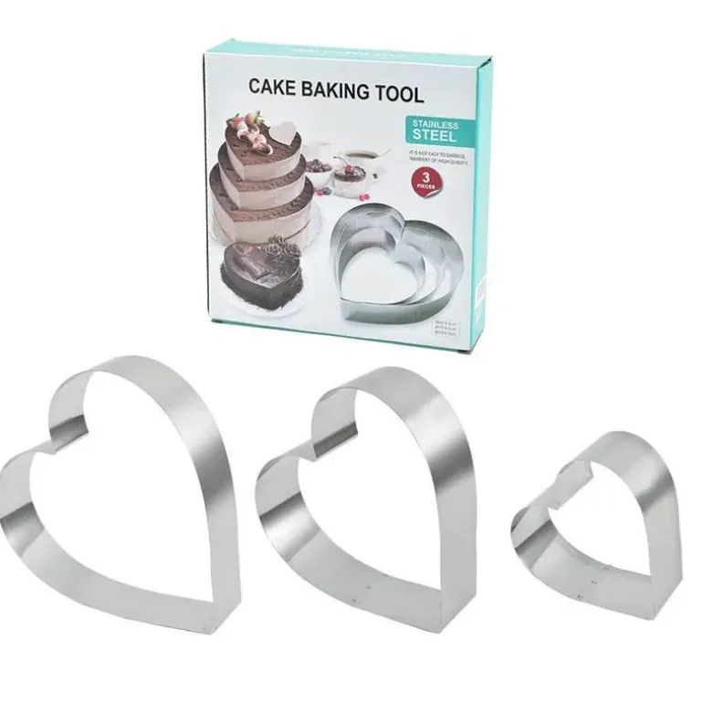 Herzförmiges Mousse-Form-Set – Backwerkzeug aus Edelstahl für Kuchen und Desserts