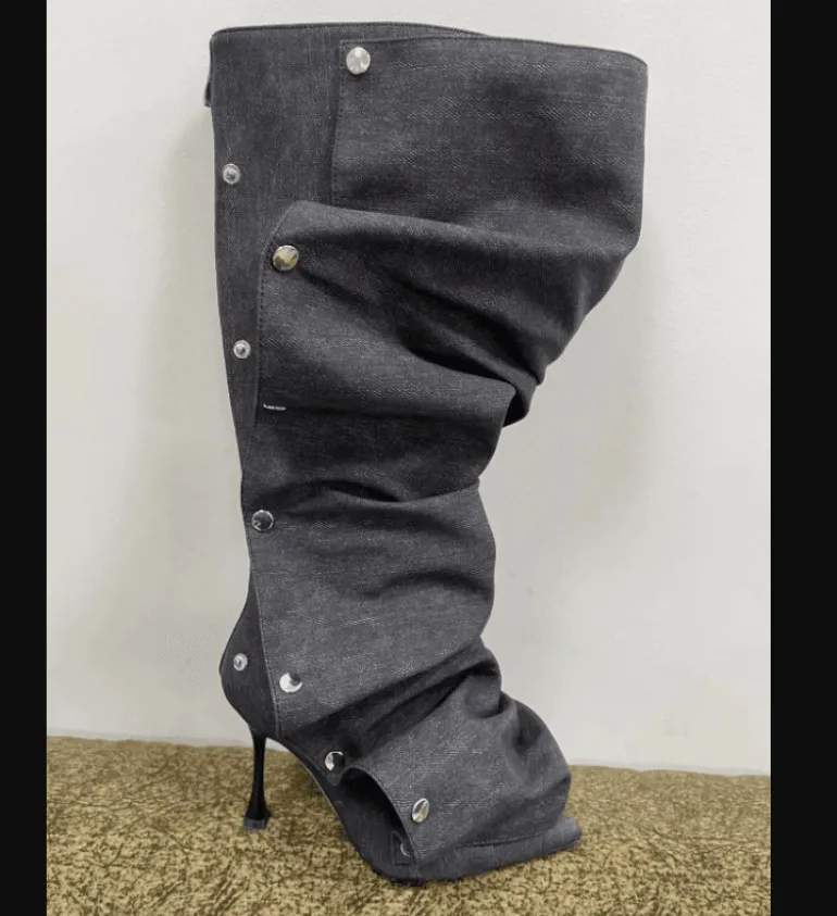 High Heel Denim Boots für Damen – Stylische lange Jeansschuhe