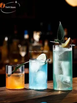 Highball-Becher-Set aus klarem Glas für Cocktails und Getränke