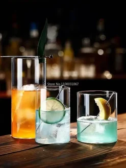 Highball-Becher-Set aus klarem Glas für Cocktails und Getränke