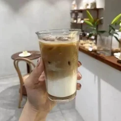 Hitzebeständige Kaffeetasse aus Glas – 350 ml, transparente Teetasse, Hochzeitsgeschenk