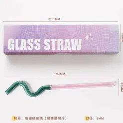 Hitzebeständige, wiederverwendbare Glasstrohhalme – langer Stiel für Milchtee und Getränke