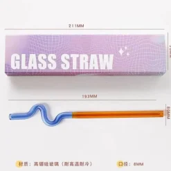 Hitzebeständige, wiederverwendbare Glasstrohhalme – langer Stiel für Milchtee und Getränke