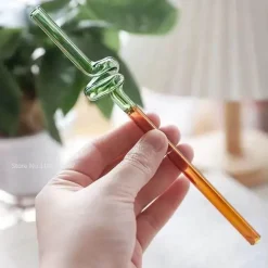 Hitzebeständige, wiederverwendbare Glasstrohhalme – langer Stiel für Milchtee und Getränke